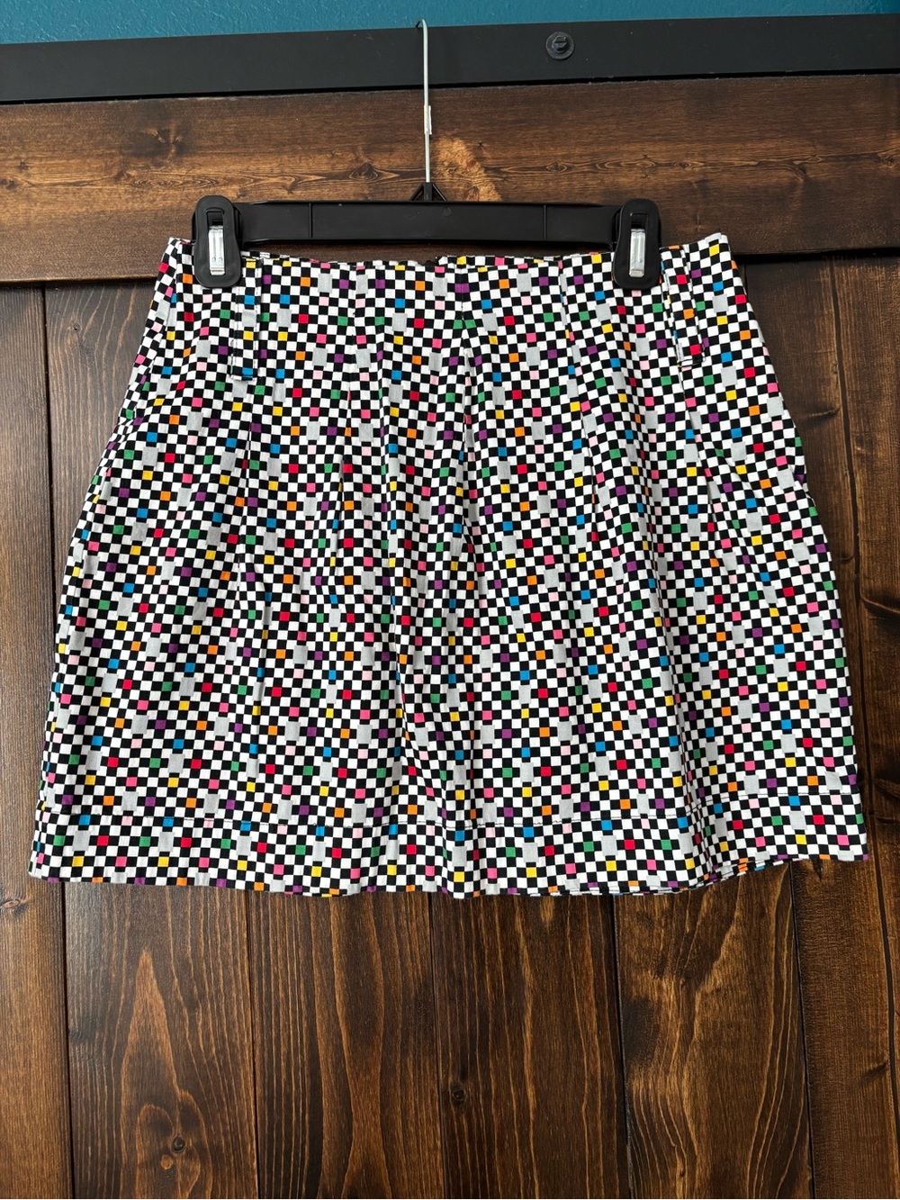 Vintage Y2K Multicolor Geometric Check Print Women's Skirt